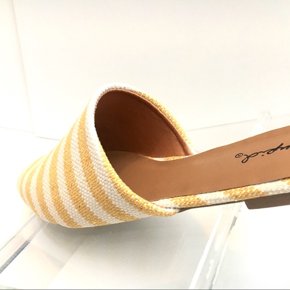 Last Pair Yellow Striped Mules Awning Stripe Flats - Picture 5 of 8